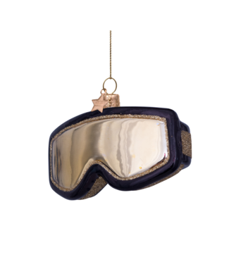 Vondels Ornament glass black/gold ski goggles H5cm