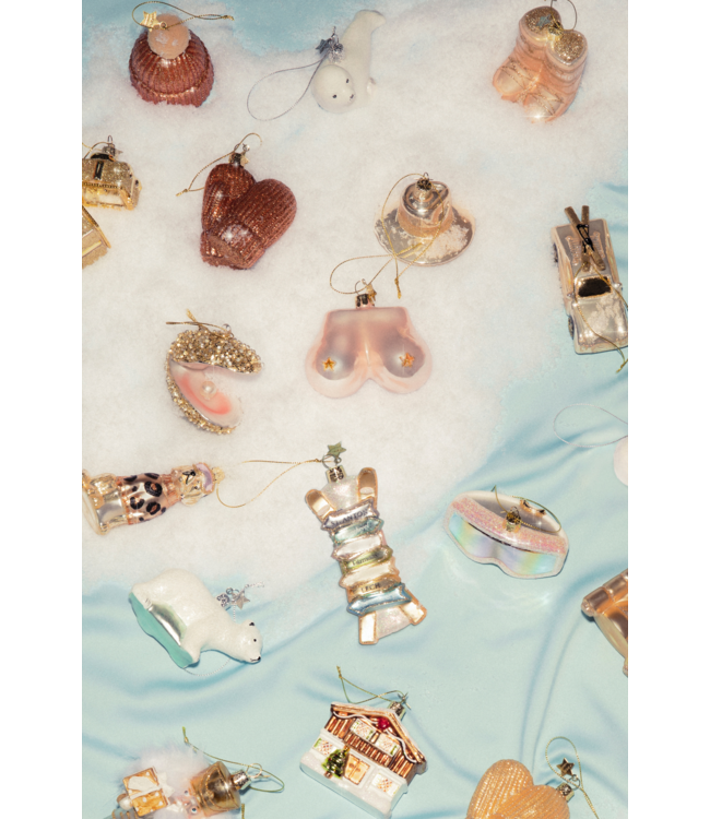 Vondels Ornament glass soft color ski w/names H11.5cm