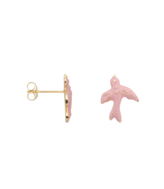 Anna+Nina Oorbel Single Turtle Dove Stud Earring Silver Goldplated