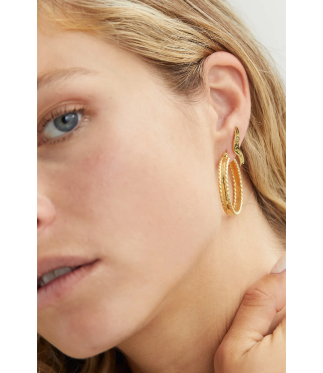 Anna+Nina Oorbel Single Magical Parchment Stud Earring Silver Goldplated