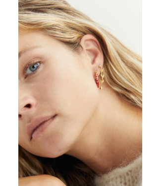 Anna+Nina Oorbellen Bonfire Hoop Earrings Brass Goldplated