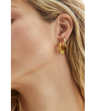 Anna+Nina Oorbellen Sunflower Petals Hoop Earrings Brass Goldplated