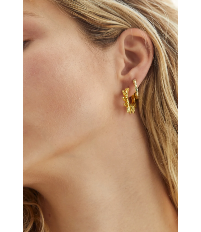 Anna+Nina Oorbellen Sunflower Petals Hoop Earrings Brass Goldplated