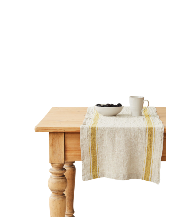 Kklup Home Selection Tafelrunner Mustard Stripe Vintage Linen Table Runner