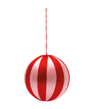 Anna+Nina Kerstbal Big Corded Pink and Red Stripe Ornament