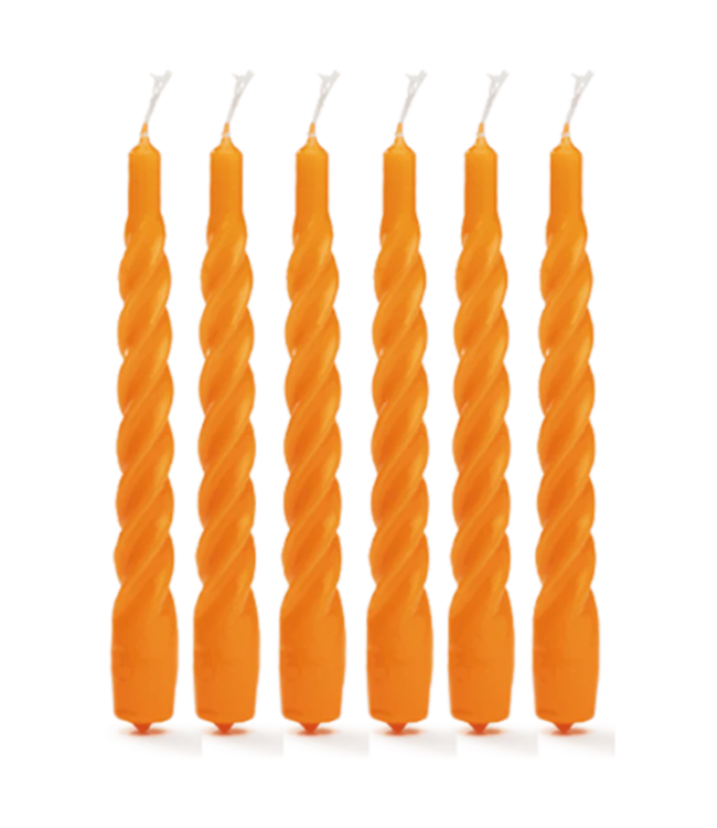 Anna+Nina Kaars Twisted candle orange set of 6