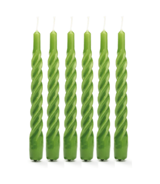 Anna+Nina Kaars Twisted candle moss green set of 6