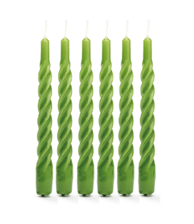 Anna+Nina Kaars Twisted candle moss green set of 6