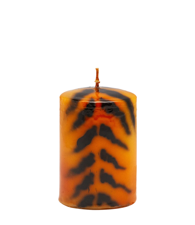 Anna+Nina Kaars Small Tiger Stripe Pillar Candle