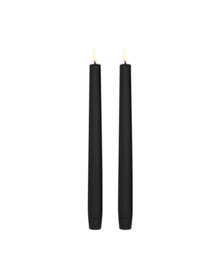 Uyuni lighting Dinerkaars LED taper candle, Plain black, Smooth, 2-pack, 2,3x25 cm