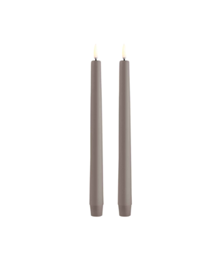 Uyuni lighting Dinerkaars LED taper candle, Sandstone, Smooth, 2-pack, 2,3x25 cm