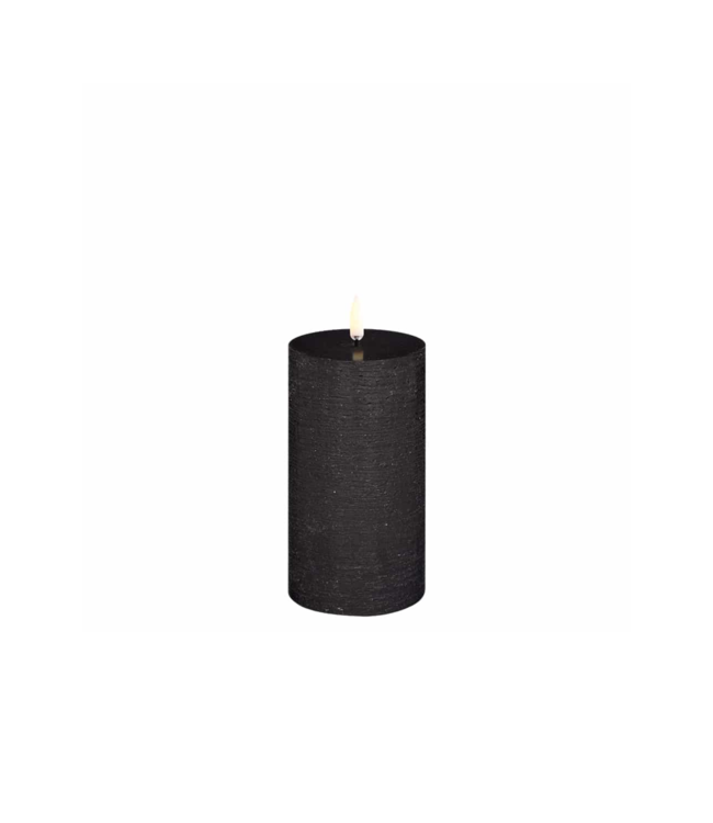 Uyuni lighting Stompkaars LED pillar melted candle, Forest black, Rustic, 7,8x15 cm