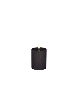 Uyuni lighting Stompkaars LED pillar melted candle, Forest black, Rustic, 7,8x10 cm