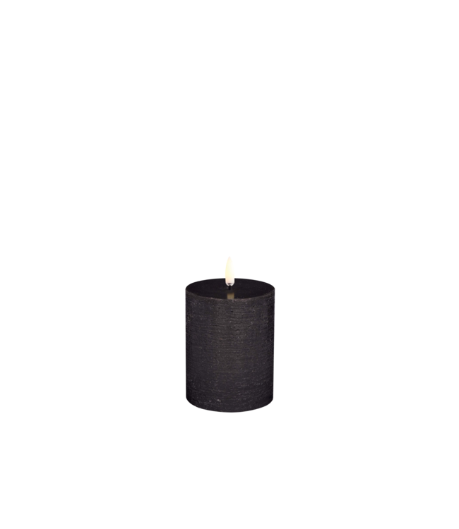 Uyuni lighting Stompkaars LED pillar melted candle, Forest black, Rustic, 7,8x10 cm