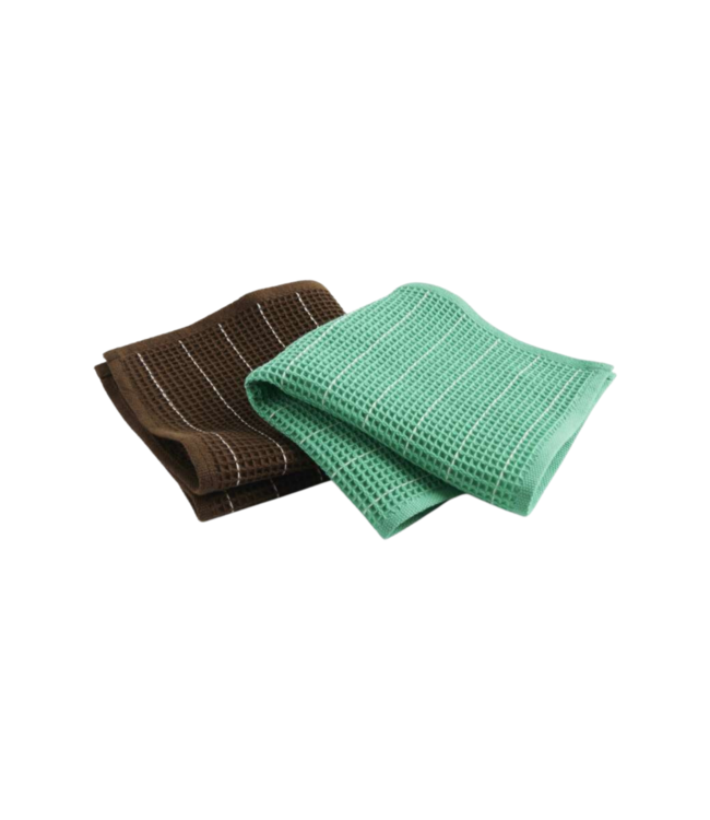 HAY Vaatdoek CANTEEN DISH CLOTH-SET OF 2-chocolate/ emarald pinstripe