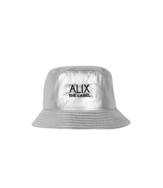 Alix The Label Muts ladies woven metallic bucket hat silver