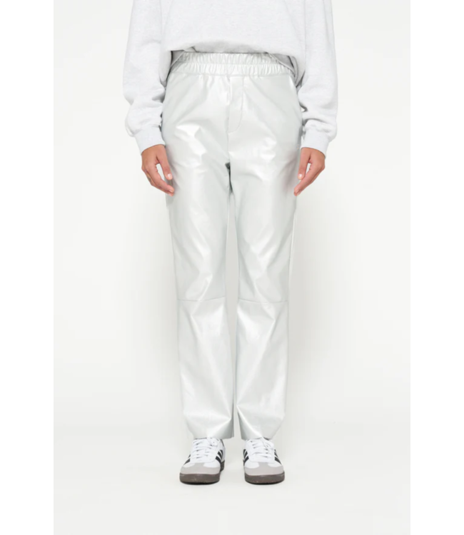 10DAYS Broek flared pants leatherlook silver