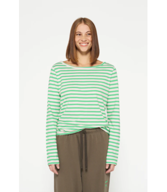 10DAYS Top longsleeve tee stripes ecru, apple green