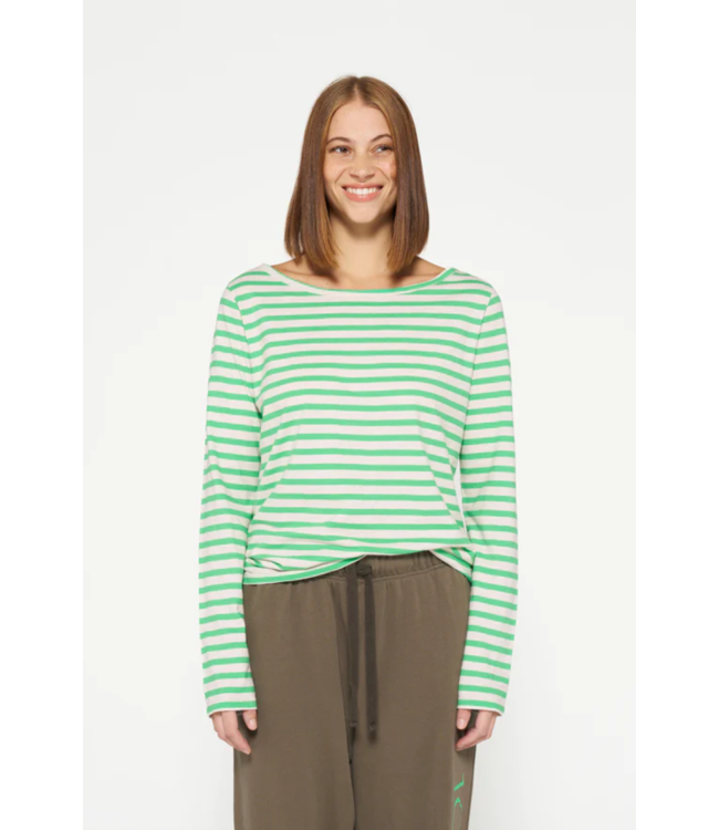 10DAYS Top longsleeve tee stripes ecru, apple green