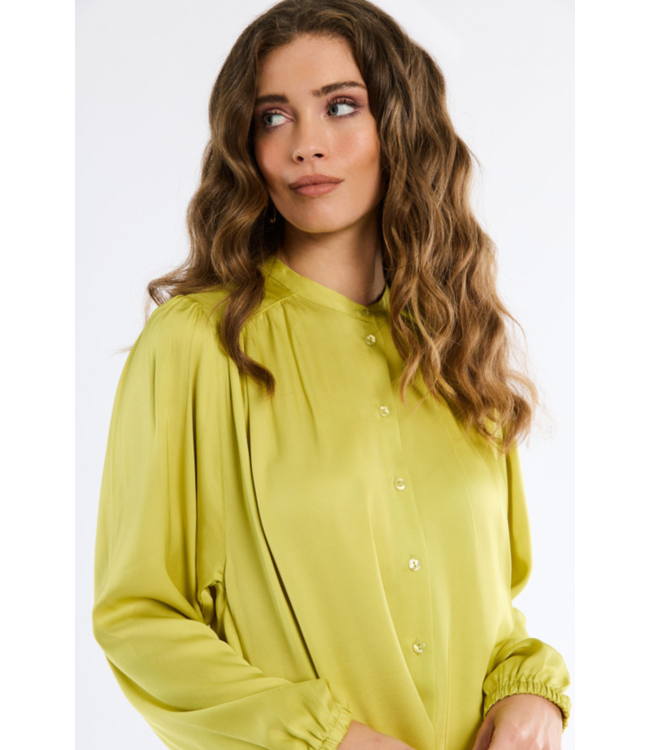 Studio Anneloes Blouse Birdie LS satin blouse lime