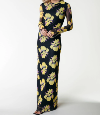 Colourful Rebel Jurk Maude Big Flower Mesh Maxi Dress bright yellow