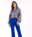 Studio Anneloes Blouse Cooper satin big flower blouse azure, cappuchino