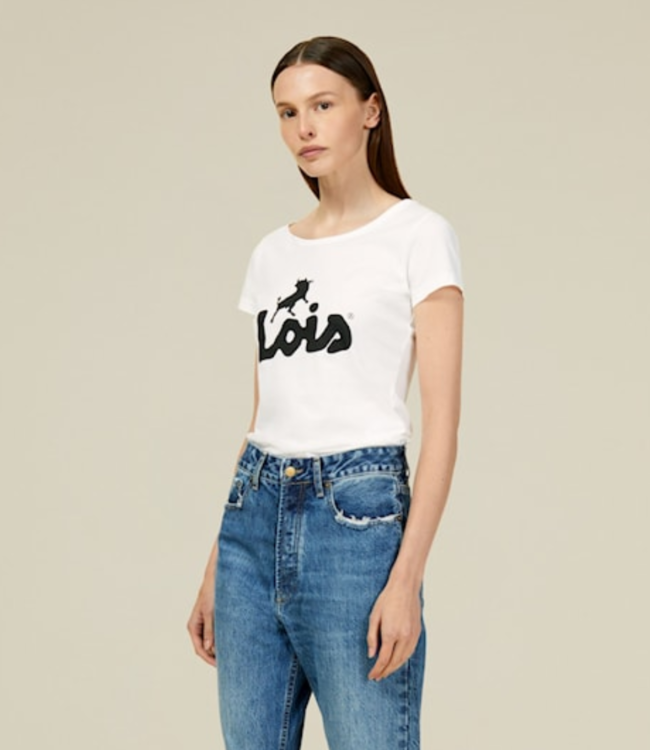 Lois T-Shirt Camiseta logo tee white