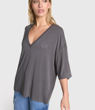 Alix The Label T-shirt ladies knitted modal t-shirt dark grey