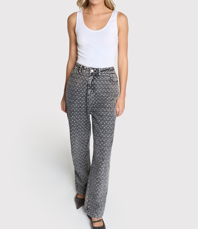 Alix The Label Broek ladies woven fancy denim pants dark grey