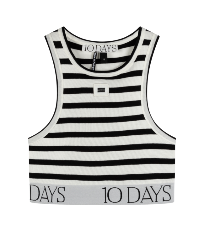 10DAYS Top top rib stripe ecru,black