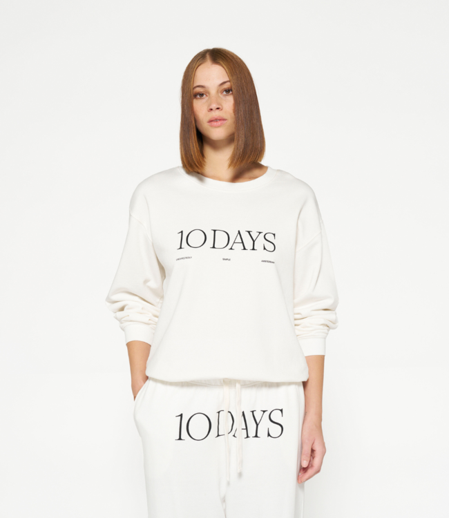 10DAYS Trui logo sweater ecru