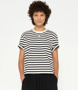 10DAYS T-shirt shortsleeve tee stripe ecru, black