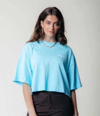 Colourful Rebel T-Shirt Uni Cropped Oversized Tee Sky Blue