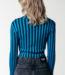 Colourful Rebel Top Jewel Striped Glitter Knit Cropped Turtleneck Top light ocean blue