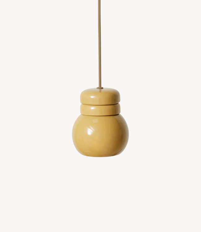 HKliving Hanglamp Ceramic bulb lamp mustard