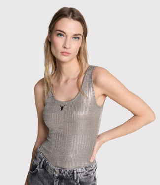 Alix The Label Top ladies knitted foil tanktop silver