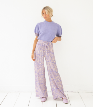 Amaya Amsterdam Broek Leaf pants lila print