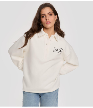 Alix The Label Trui ladies knitted polo sweater soft white