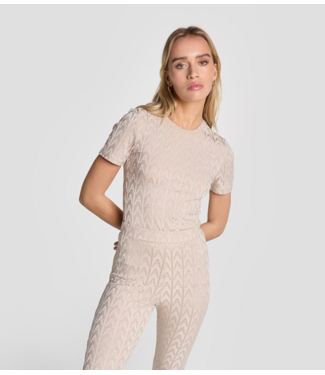 Alix The Label T-Shirt ladies knitted A jacquard t-shirt sand