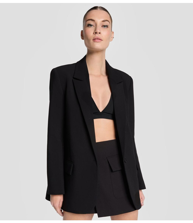 Alix The Label Blazer ladies woven flowy stretch blazer black