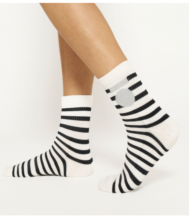 10DAYS Sokken short socks stripes ecru, black