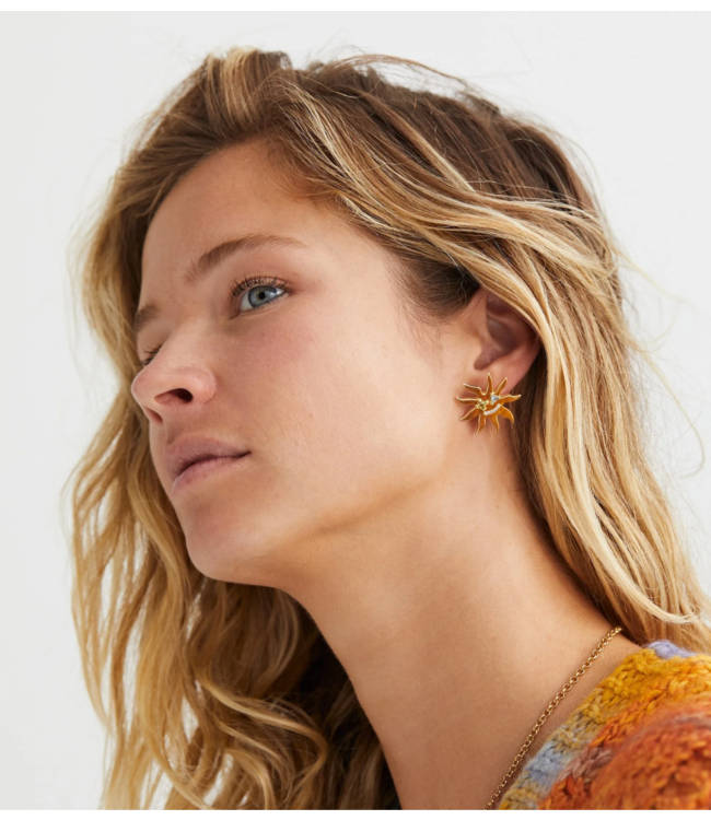 Anna+Nina Oorbellen Sunny Side Up Stud Earrings Brass Goldplated
