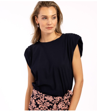 Studio Anneloes Top Leona Pleated Shirt Dark Blue