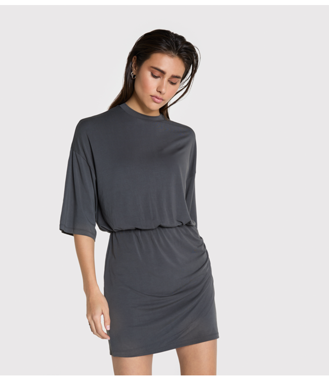 Alix The Label Jurk ladies knitted modal jersey dress dark grey