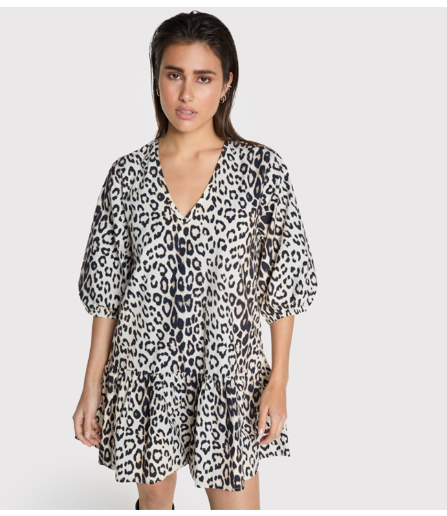 Alix The Label Jurk ladies woven leopard crispy babydoll dress animal