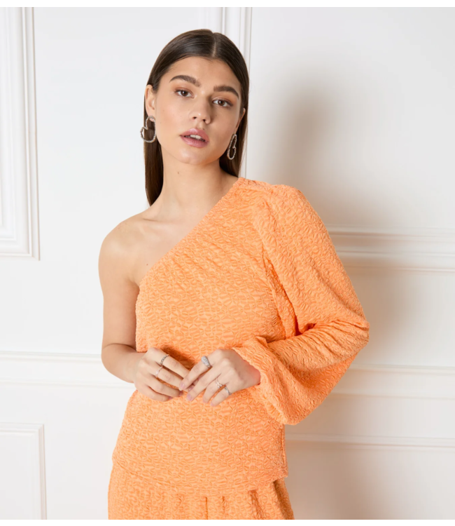 Refined Department Top ladies knitted one shoulder top Cleo peach