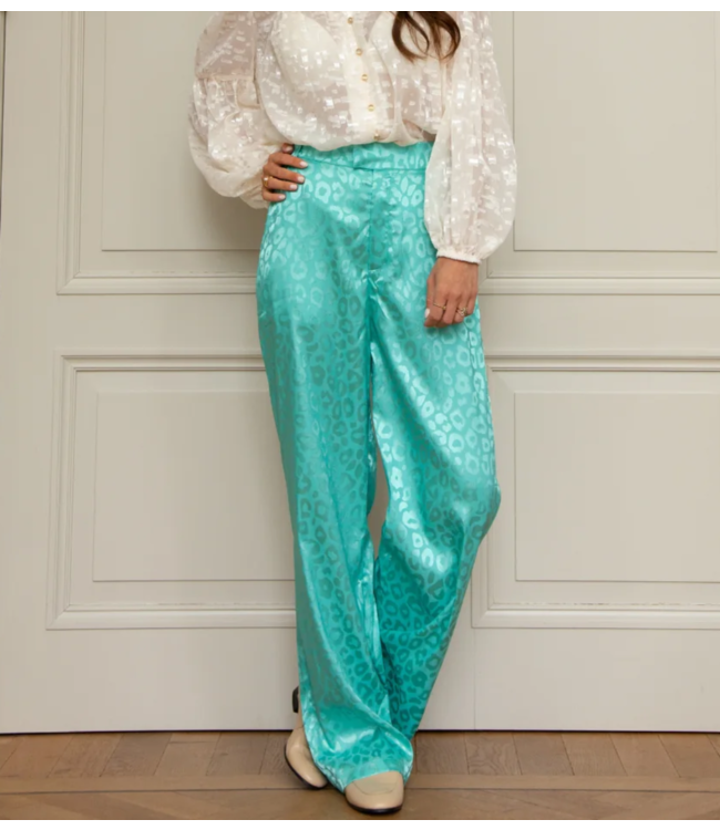 Studio Amaya Broek Anna leopard aqua