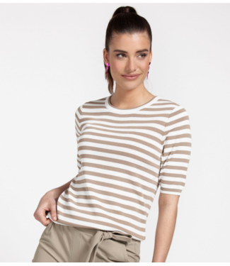 Studio Anneloes T-Shirt Luna ssl stripe pullover offwhite/clay