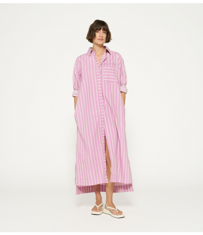 10DAYS Jurk maxi shirt dress stripes violet