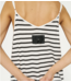 10DAYS Jurk strappy dress stripes ecru, black